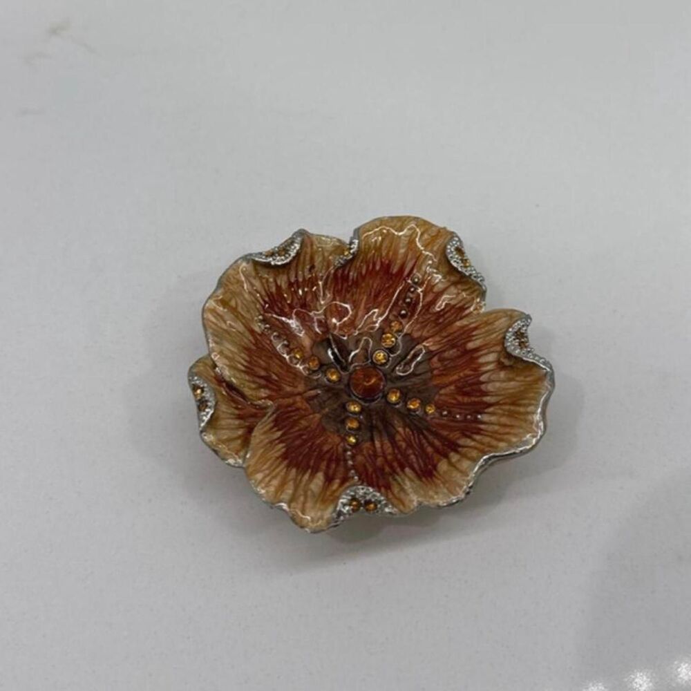 Vintage Enameled Flower Trinket Dish